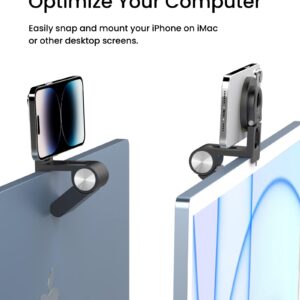 SODI Continuity Camera Mount for Desktop Monitor & iMac - iPhone Webcam Mount for MacBook with Mag-Safe Compatible, Tilt for Desk View, Magnetic Phone Stand for iPhone 15/14/13/12, Mac OS Ventura