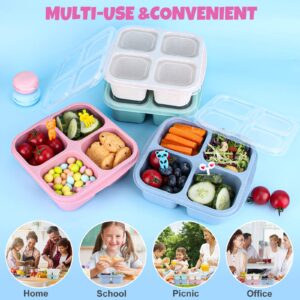 MaMix 4 Pack Snack Containers for Kids，4 Compartment Bento Snack Box，Snack Containers for Adults/Toddlers/, Reusable Lunch Containers Meal Prep Container for School Travel (wheat)