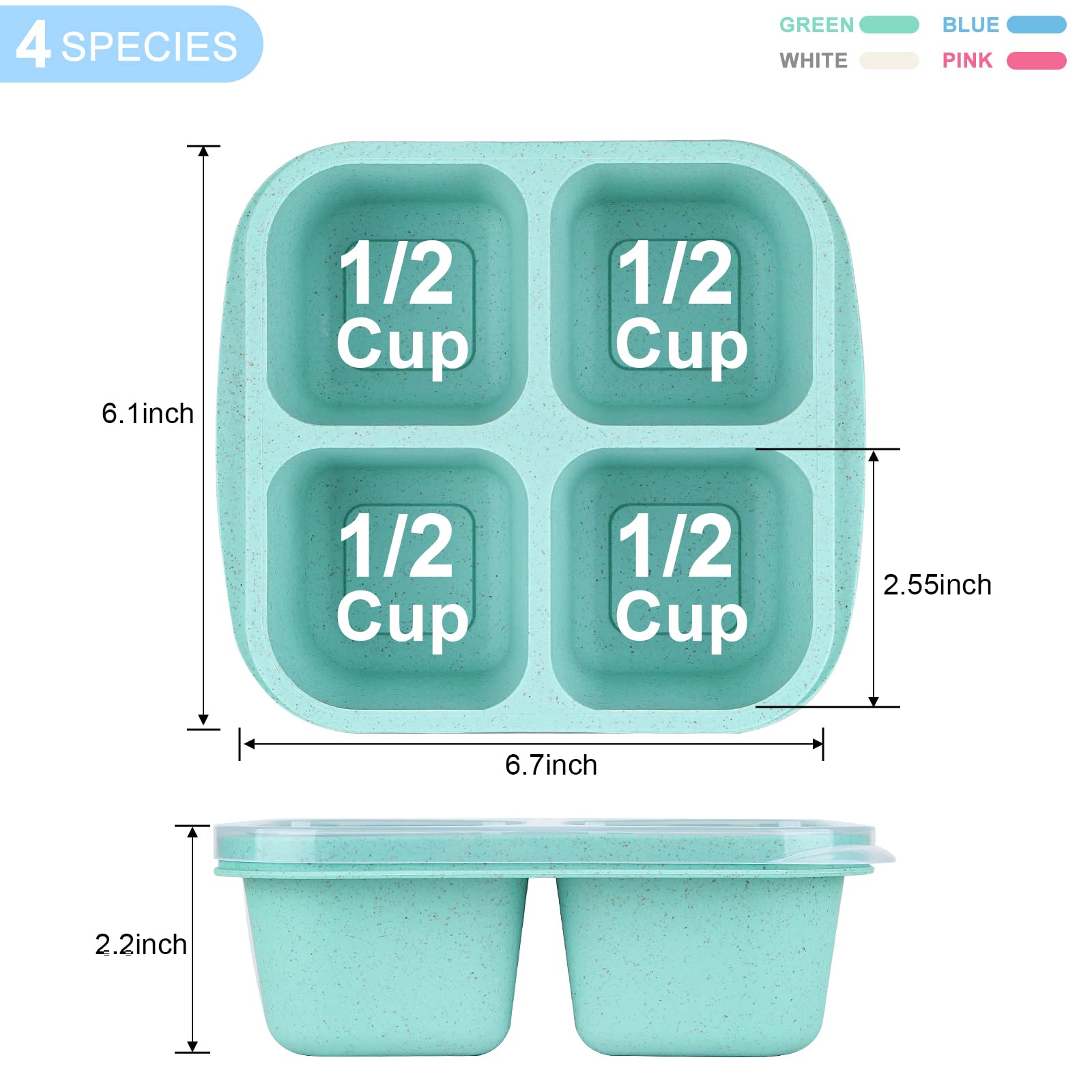 MaMix 4 Pack Snack Containers for Kids，4 Compartment Bento Snack Box，Snack Containers for Adults/Toddlers/, Reusable Lunch Containers Meal Prep Container for School Travel (wheat)