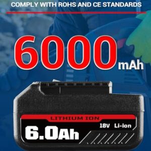 2Pack BAT609 6000mAh 18V Battery and Charger Kit Replacement for Bosch 18 Volt Battery Li-ion Compatible with Bosch 18v Battery & Charger Combo Starter Kit BAT609G BAT610G BAT611 BAT612 BAT618 BAT618G