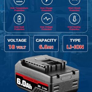 2Pack BAT609 6000mAh 18V Battery and Charger Kit Replacement for Bosch 18 Volt Battery Li-ion Compatible with Bosch 18v Battery & Charger Combo Starter Kit BAT609G BAT610G BAT611 BAT612 BAT618 BAT618G