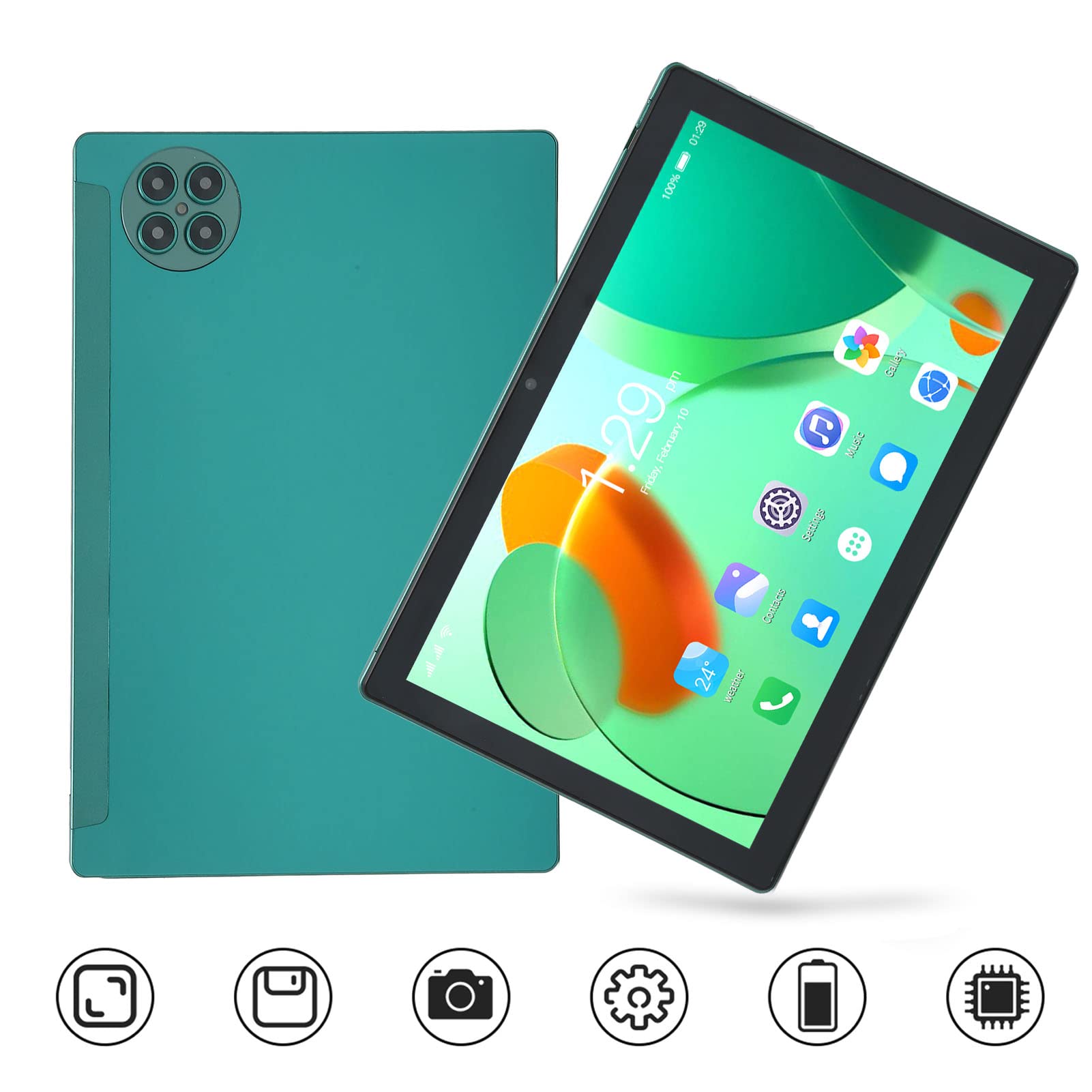 10.1 inch Tablet Android 12, Tablet PC with Sim Card Slot, 8GB RAM 256GB ROM, Octa Core CPU, 1960x1080 FHD Touchscreen, 2.4G / 5G WiFi, 4G LTE, 7000mAh Battery