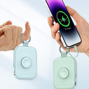 RORRY Portable Apple Watch Charger,5000mAh iWatch Wireless Charger Power Bank with Built-in Cable,Travel Keychain Charger for Apple Watch 9/Ultra2/8/Ultra/7/6/Se/5/4/3,iPhone 15/14/13/12/11 (White)