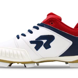 Ringor Spirit VI Women's Softball Cleats with Pitchers Toe SZ 9.5 White | Navy | Red