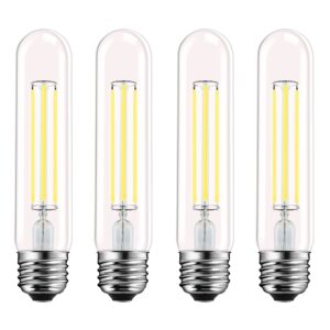 pifut t9 led bulb, e26 dimmable led bulb, 110v 600lumens 60w equivalent, clear glass tubular light bulb, best replacement for incandescent bulb, candelabra led bulbs, 4 pack (daylight white)