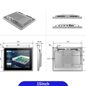 SunKol 15 inch Industrial Embedded Panel PC, 10 Point Capacitive Industrial Touch Screen Panel Computer, 2xUSB3.0,HDMI,2xRS232,2xLAN (i3-3217U, 8GB RAM 128GB SSD)