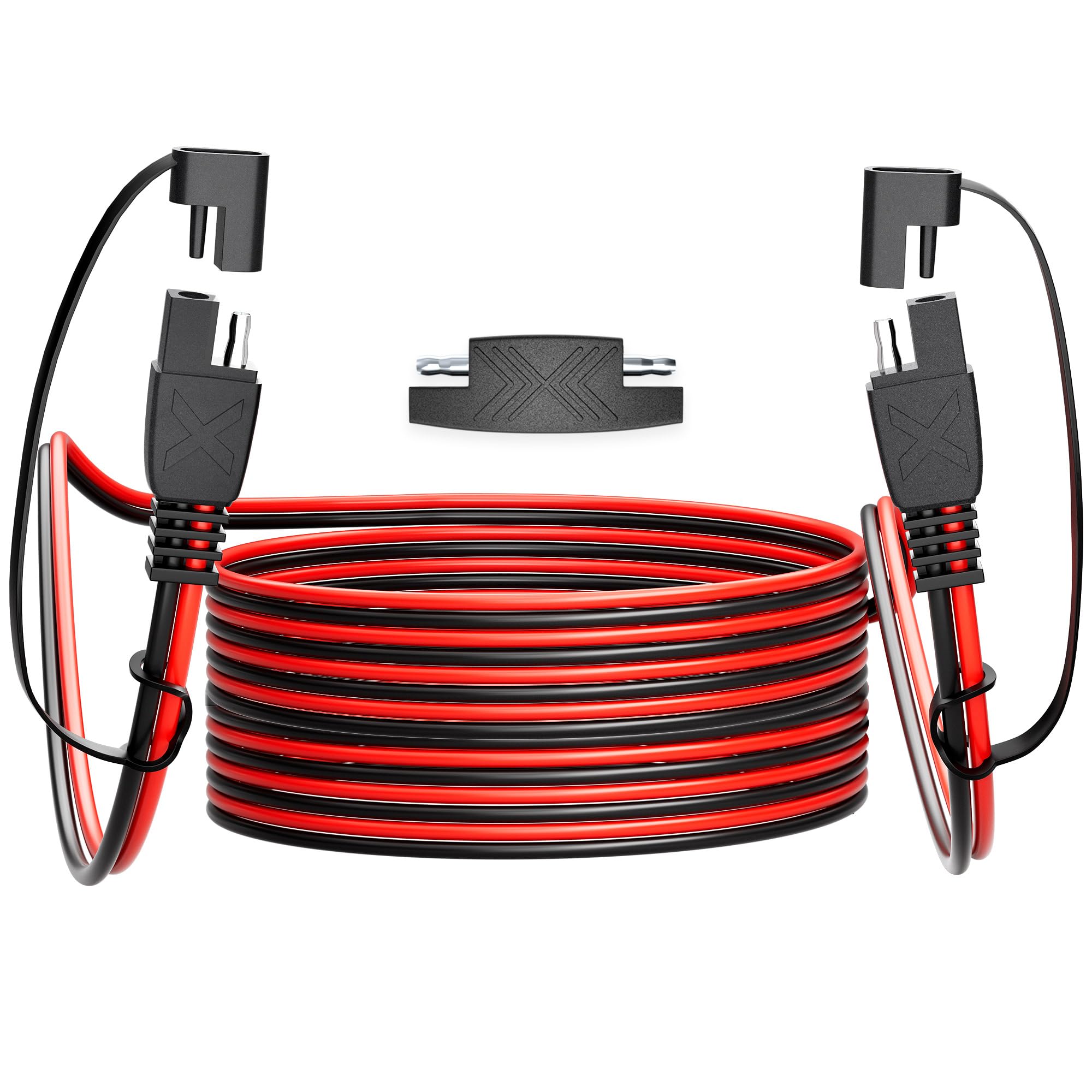 POWOXI 30FT SAE Extension Cable 16 AWG Quick Disconnect Wire Harness SAE to SAE Connector for Solar Panel Wire Battery Automotive RV Motorcycle Tractor