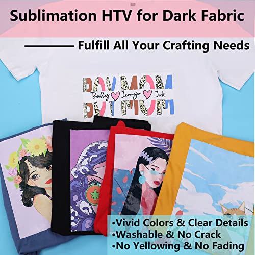 HTVRONT Sublimation Vinyl for Dark/Light Fabric - 12" X 20FT Sublimation HTV Matte - Sublimation Blanks for Sublimation Shirts/Bag/Hat/Pillow