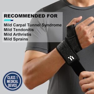 Fitomo 2 x Wrist Brace with Soft Thumb Opening for Mild Carpal Tunnel Tendonitis Arthritis Sprains, Compression Hand Brace for Women Men, Wrist Support Strap for Sports Work Typing Sleeping