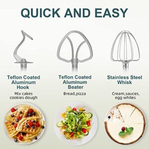 HOWORK Electric Stand Mixer,10+p Speeds With 6.5QT Stainless Steel Bowl,Dough Hook, Wire Whip & Beater,for Most Home Cooks,Silver