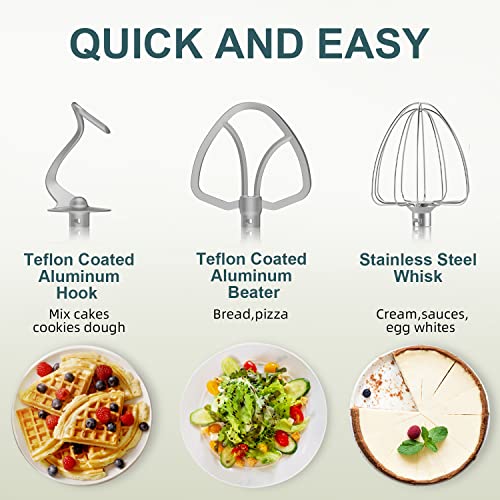 HOWORK Electric Stand Mixer,10+p Speeds With 6.5QT Stainless Steel Bowl,Dough Hook, Wire Whip & Beater,for Most Home Cooks,Silver