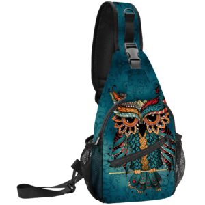 yrebyou owl sling bag travel sling backpack casual shoulder daypack waterproof sport climbing runners
