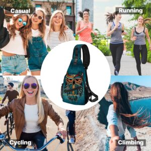 Yrebyou Owl Sling Bag Travel Sling Backpack Casual Shoulder Daypack Waterproof Sport Climbing Runners