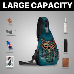 Yrebyou Owl Sling Bag Travel Sling Backpack Casual Shoulder Daypack Waterproof Sport Climbing Runners