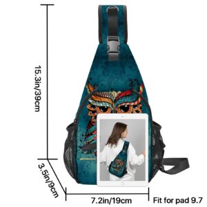 Yrebyou Owl Sling Bag Travel Sling Backpack Casual Shoulder Daypack Waterproof Sport Climbing Runners