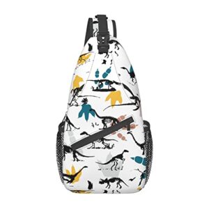 luirioe dinosaur white sling bag crossbody backpack hiking travel daypack chest bag lightweight shoulder bag for women men