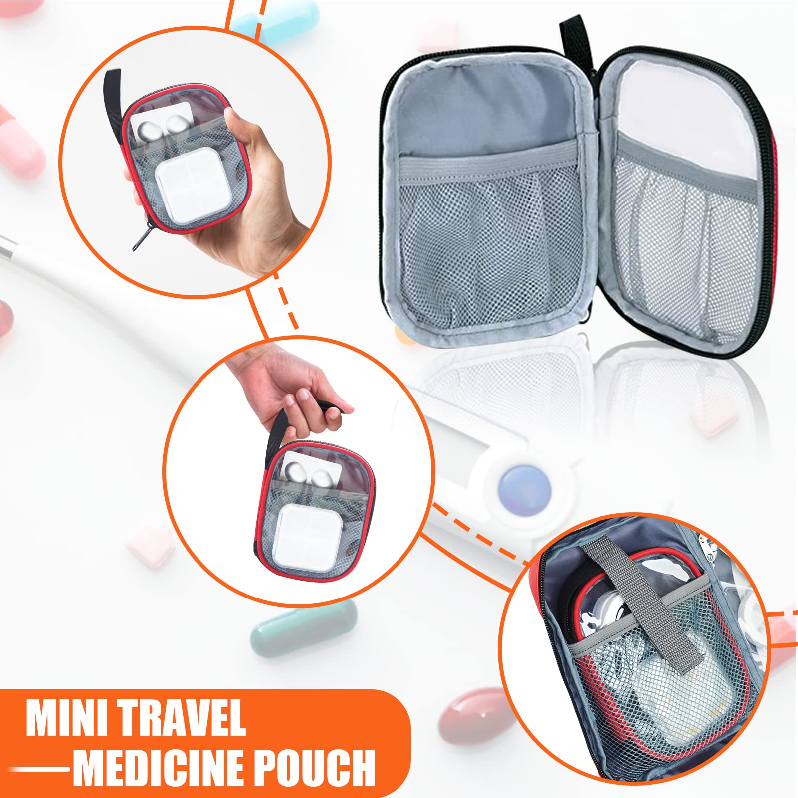 GDNasist Medicine Storage Bag, Pill Bottle Organizer for Emergency, Medicine Box Empty with Small Portable Pouch, First Aid Box for Travel and Home Storage