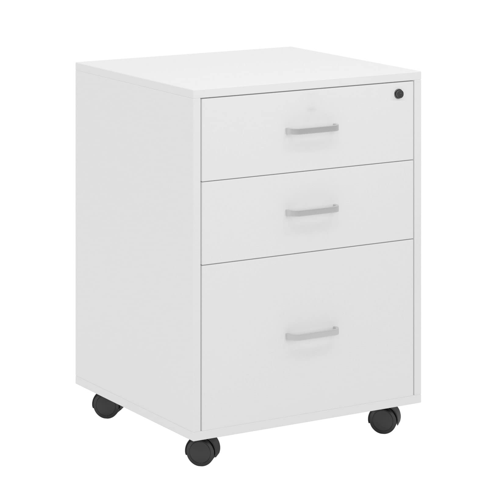 SogesHome File Cabinet with 3 Drawers, Office Storage File Cabinet on Wheels, Under Desk Filing Drawer Storage for Home (White)