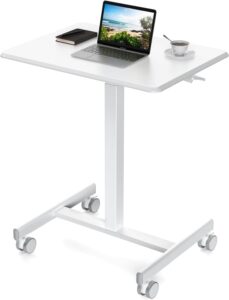 sweetcrispy small mobile rolling standing desk - overbed table, teacher podium with wheels, adjustable work table, rolling desk laptop computer cart for home, office, classroom