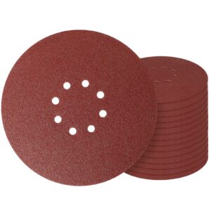 9 Inch 8 Hole Sanding Disc, GOH DODD 40 Grit 15 Pieces Hook and Loop Sandpaper Aluminum Oxide Sanding Pads Sand Paper for Drywall Sander