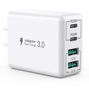 usb c wall charger, 40w 4-port usb c charger block, fast charging block dual port pd+qc wall plug multiport type c compatible with iphone 14/13/12/11/pro max/xs/xr/8/7/samsung phone, tablet