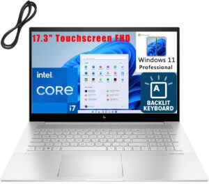 hp envy 17 17.3" touchscreen laptop, 12th gen intel 12 cores i7-1260p, 32gb ddr4 ram, 1tb pcie ssd, wifi 6, bluetooth 5.3, backlit keyboard, windows 11 pro, broag cable