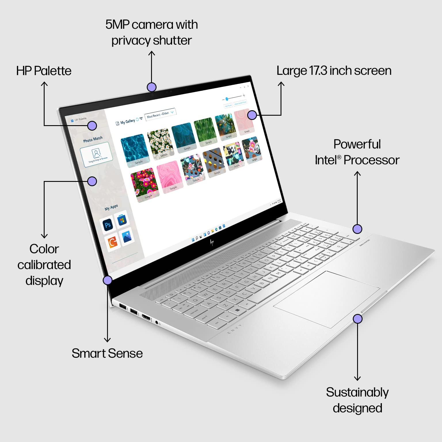 HP Envy 17 17.3" Touchscreen Laptop, 12th Gen Intel 12 Cores i7-1260P, 32GB DDR4 RAM, 1TB PCIe SSD, WiFi 6, Bluetooth 5.3, Backlit Keyboard, Windows 11 Pro, BROAG Cable