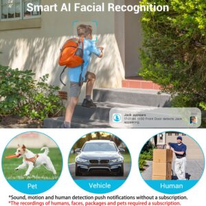 blurams Security Camera Outdoor, Cameras for Home Security Outside with Starlight Night Vision, Facial Recognition, Built-in Siren, 2.4GHz Wi-Fi, Compatible with Alexa& Google Assistant