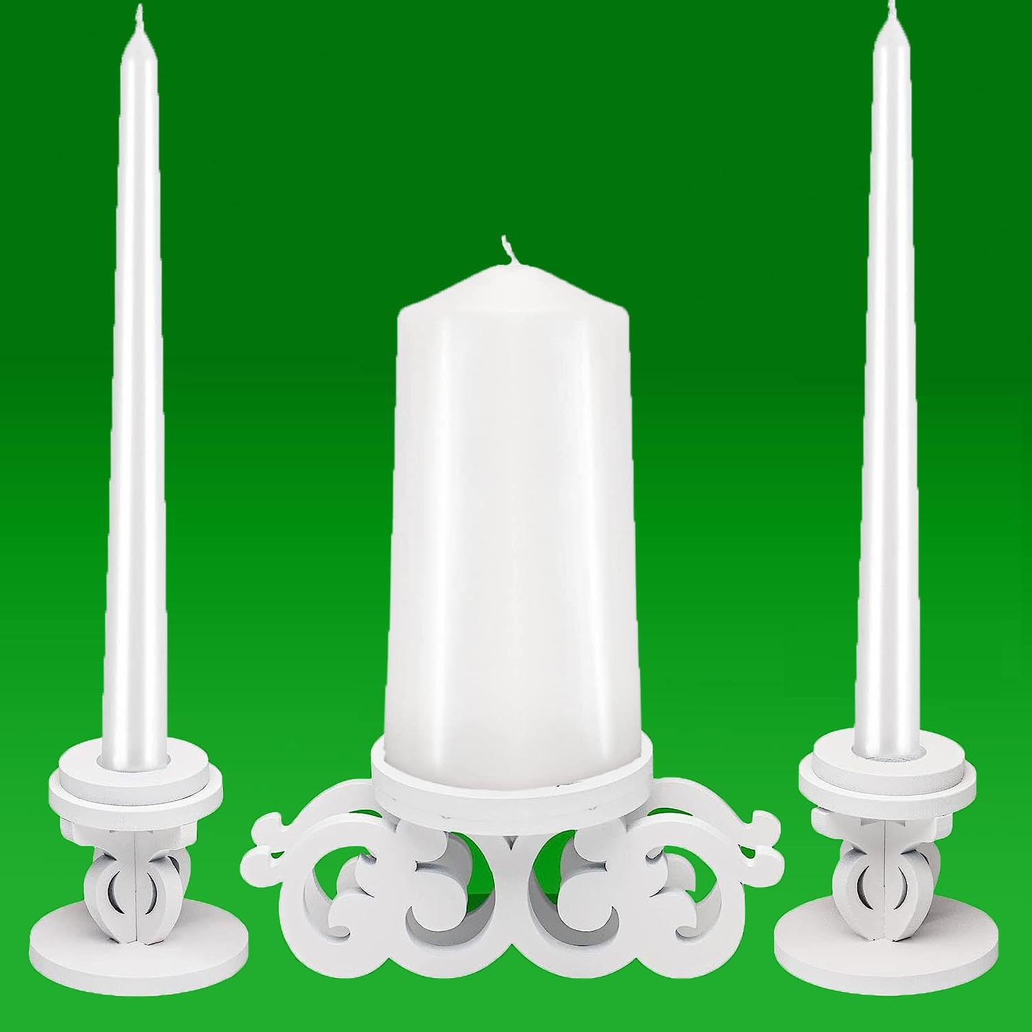 Unity Candle Holder - Candles Holder for Wedding Ceremony - Table Centerpiece Decoration White Stand for Unity Candle Set - Pillar/Taper Candlestick - Unity Candle Holders for Weddings Set of 3 pcs