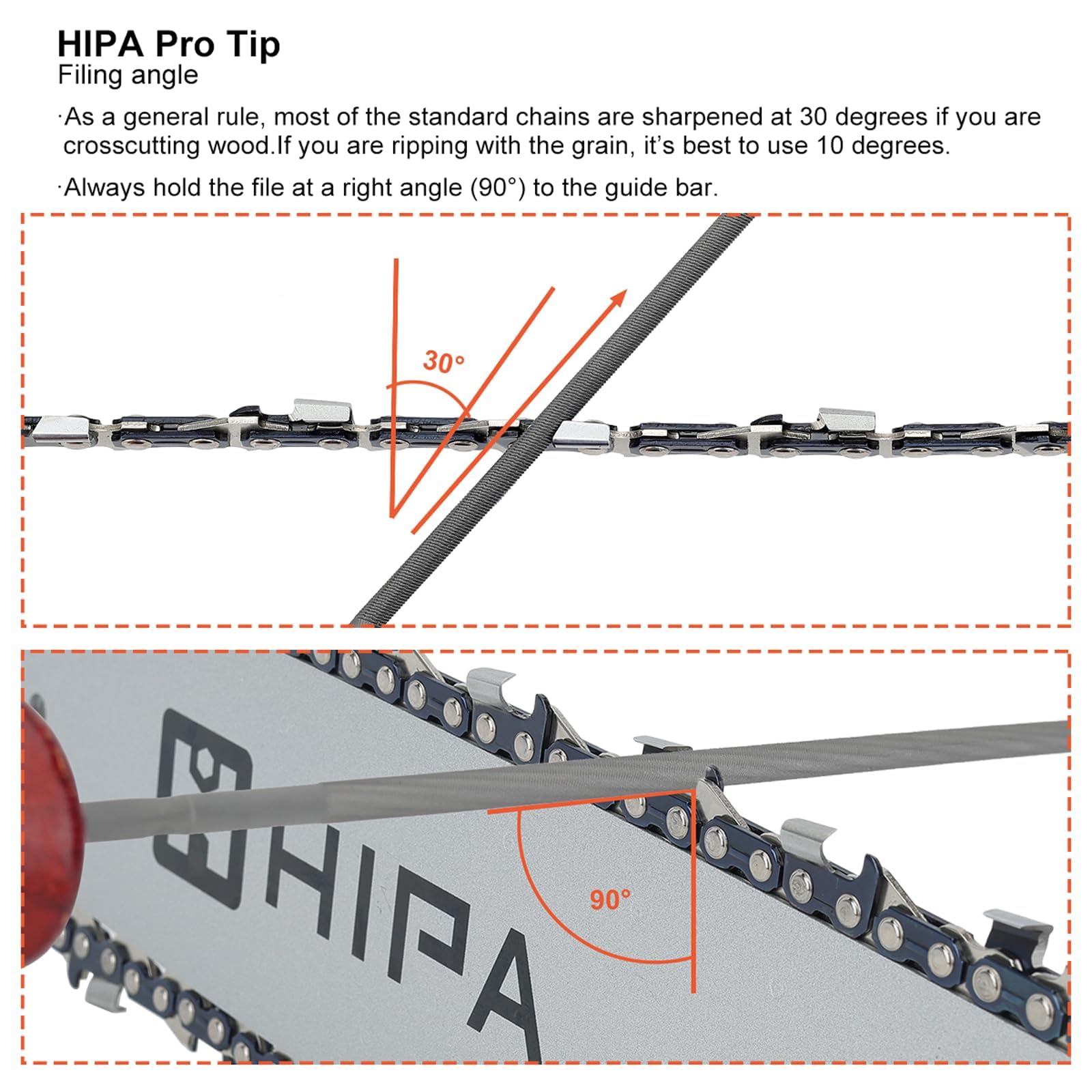 Hipa 12 Pack Chainsaw File, Chainsaw Sharpener Kit, 5/32", 3/16", 7/32", 1/8", 11/64", 13/64" Round Chainsaw File, 6 Inch Flat File,Depth Gauge,Quick Check Gauge