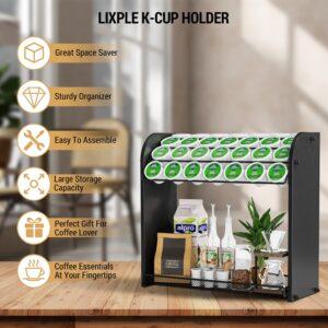 K Cup Coffee Pod Holder - K Cup Holders for Counter, K Cup Holder, Coffee Pod Organizer for Coffee Bar Accessories, Easy Assembly, KCup Coffee Station Organizer for Countertop, Home or Office (Black)