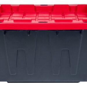 American Lifting 12-Gallon Storage Containers - Tough with Lids Durable Stackable - Keep Your Belongings Safe and Organized - (4 Pack - Red)