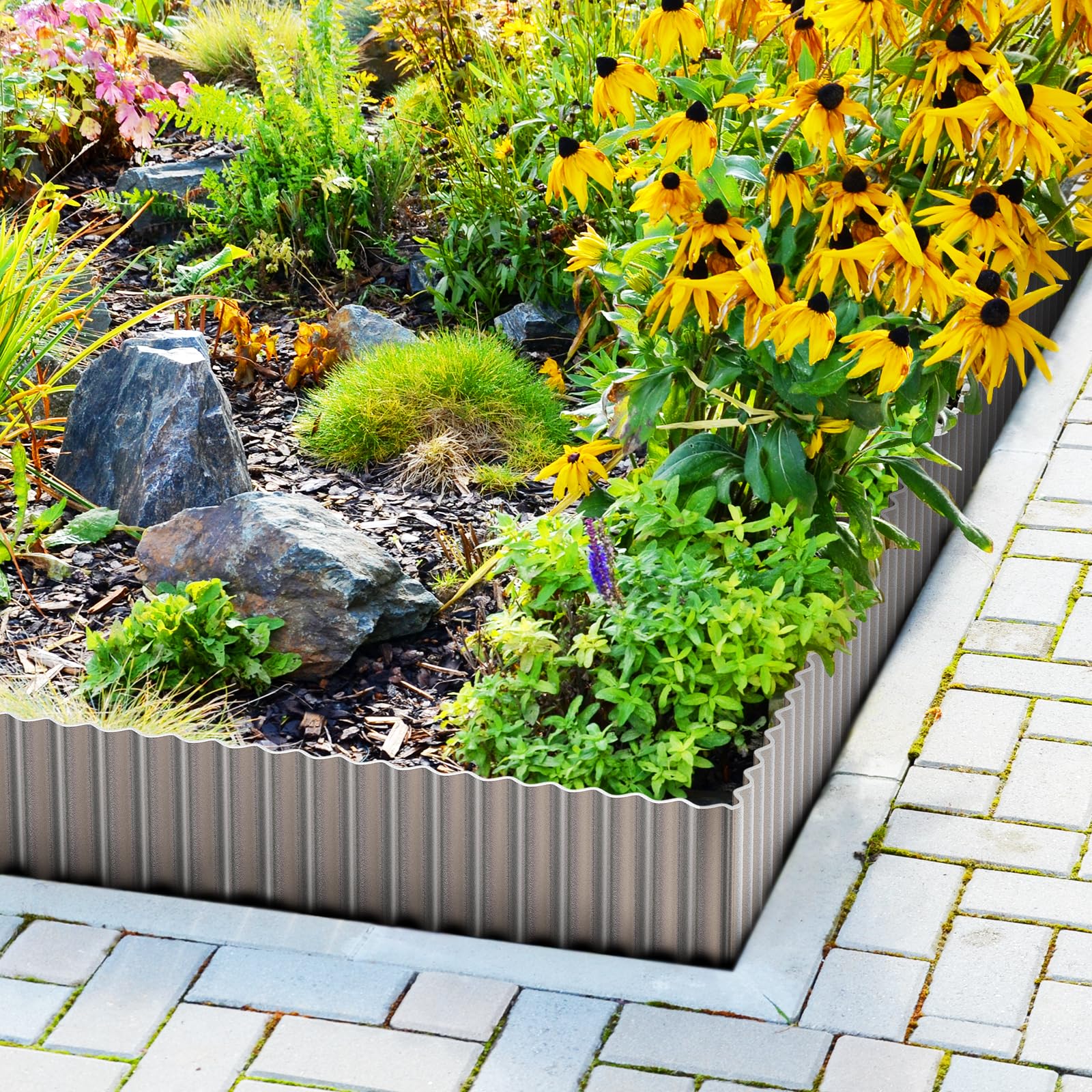 LAVEVE Corrugated Metal Garden Edging - Sturdy Border Perfect for DIY Flower Beds and Landscaping Borders (Silver, 8 Inch x 20FT)