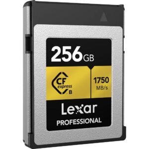 Lexar 256GB Professional CFexpress Type B Memory Card GOLD Series, Up To 1750MB/s Read, Raw 8K Video Recording, Supports PCIe 3.0 and NVMe (LCXEXPR256G-RNENG)