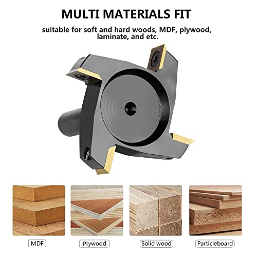 SpeTool CNC Spoilboard Surfacing Router Bit 1/2" Shank 2-1/2" Cutting Diameter,4 Wings Coated Carbide Insert Slab Flatting Router Planer Bit Wood Planing Bit Woodworking Tools