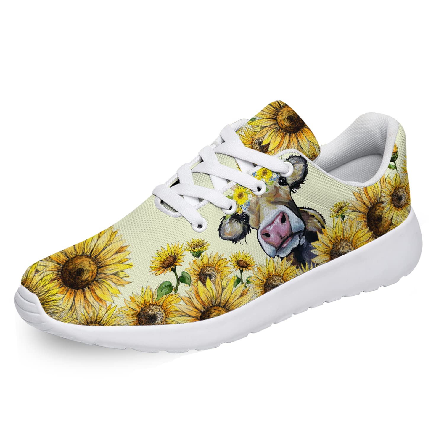 lodaden Women Tennis Shoes Men Sport Running Walking Shoes Outdoor Fashion Lightweight Cow Print Sneakers,US Size 9 Women/7.5 Men