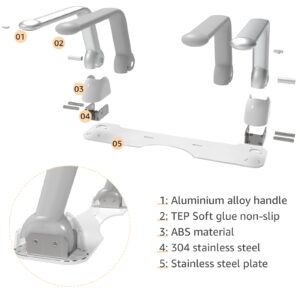 KSITEX Toilet Safety Rails for Elderly, Toilet Safety Frame Senior with Armrest Handles Fold or Lift Toilet Grab Bar Heavy Duty (520 LB) Stable Support