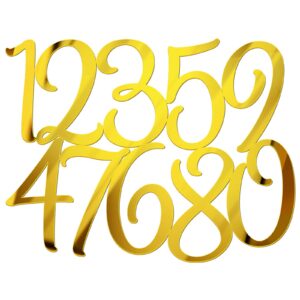 Acrylic Cake Numbers Topper, 0-9 Numbers Happy Birthday Cake Topper Gold Acrylic Wedding Party Cupcake Toppers for Birthday Party Wedding Anniversary Decorations