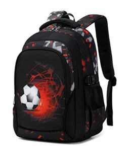 mezhsa boys backpack kids bookbag durable elementary middle school bags soccer 18in (red)