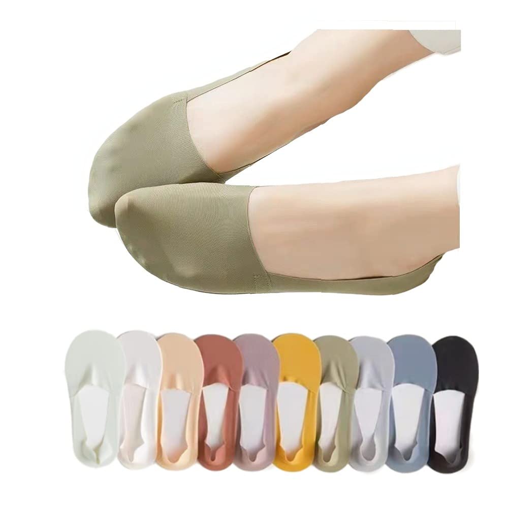 FORJMMP 10/20 Pairs No Show Socks for Women Non-slip Low Cut Liner Socks Invisible Ice Silk Socks (10 Pairs)