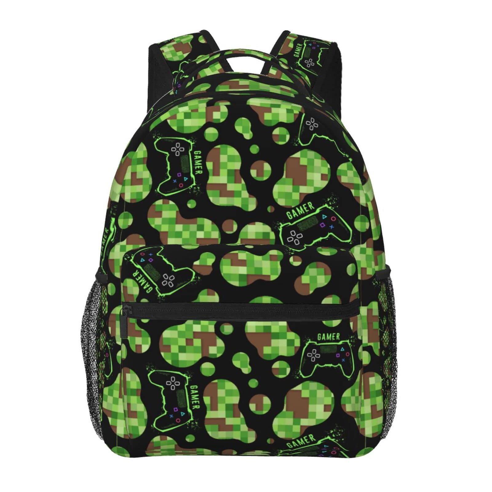 Giwawa Camouflage Dots Backpack for School - Video Game Backpacks for Boys Girls Green Gamer Backpack Camo Preschool Bookbags Rucksack Daypack