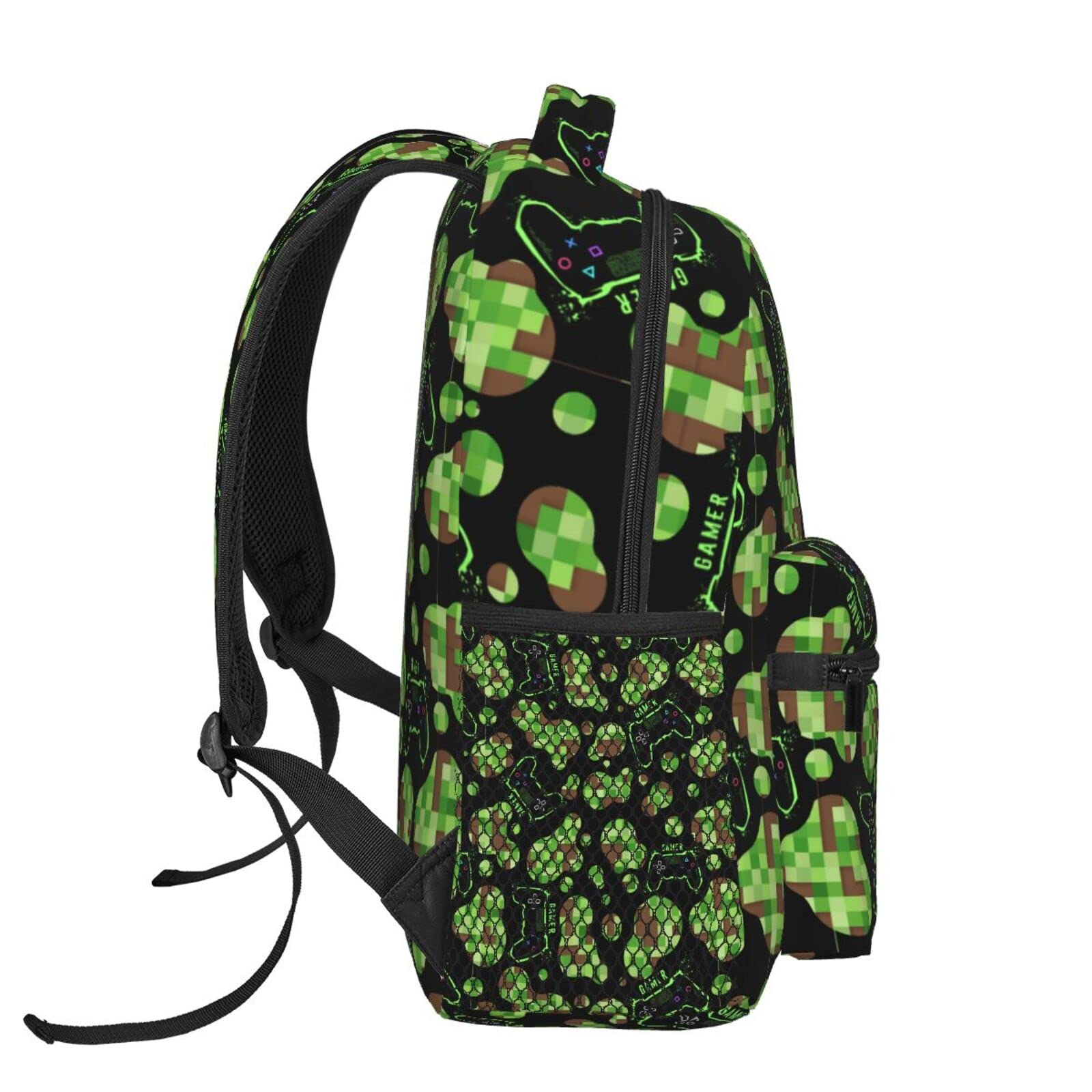 Giwawa Camouflage Dots Backpack for School - Video Game Backpacks for Boys Girls Green Gamer Backpack Camo Preschool Bookbags Rucksack Daypack