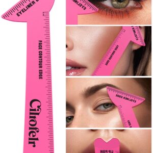 Cilrofelr 4 in 1 Eyeliner Stencils for Hooded Eyes, Reusable Eyeliner Stencils Tool, Multi-purpose Makeup Tool for Winged Eyeliner, Defined Eyebrows, Face Contour and Lip Line - Pink