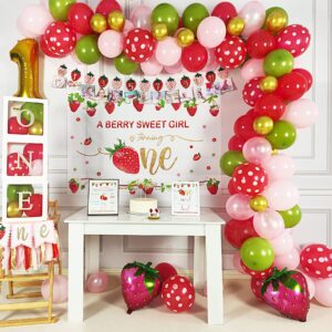 YSHMFEUX Strawberry 1st Birthday Decorations Party Supplies, Strawberry Sweet One Birthday Decor, Berry First Birthday Party Supplies, 1st Birthday g Girl Decoration