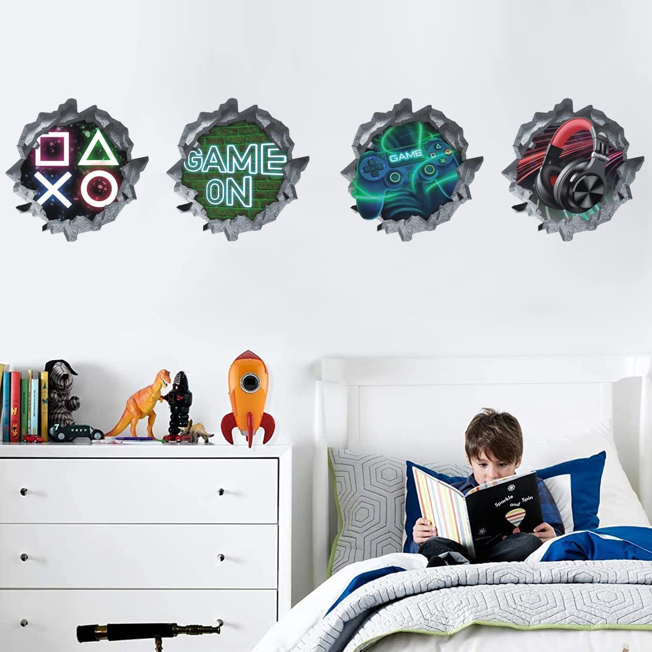 IARTTOP Gamer Wall Decal 3D Gaming Wall Sticker Video Sign Gamer Wall Decals for Boys Room Bedroom Playroom Decoration