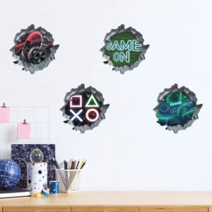 IARTTOP Gamer Wall Decal 3D Gaming Wall Sticker Video Sign Gamer Wall Decals for Boys Room Bedroom Playroom Decoration