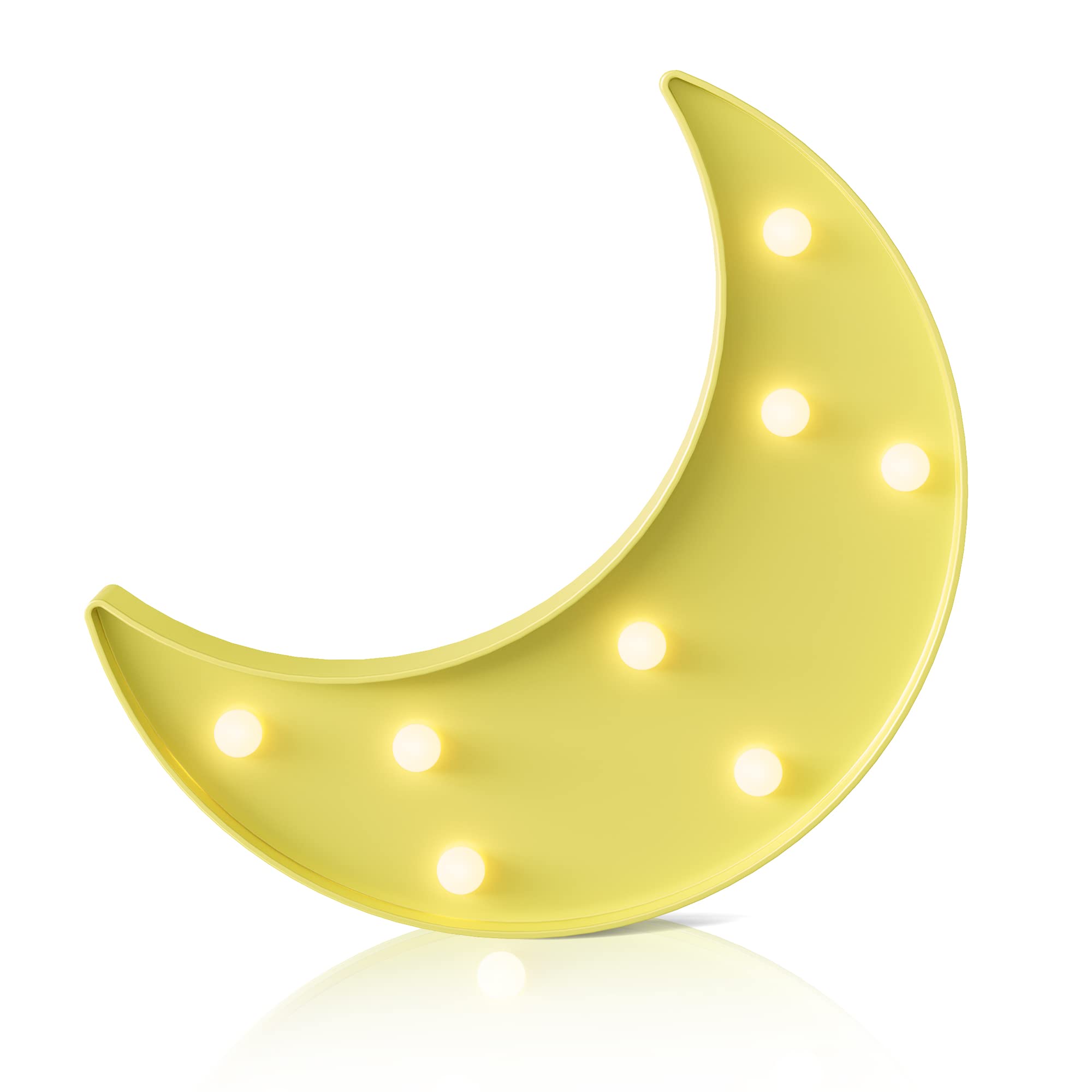 Ganrami Yellow Moon Decor Bedroom, Battery Powered Moon Night Light for Kids, Kids Room Decor, Baby Room Decor, Nursery Wall Decor, Kids Night Lights for Bedroom, Toddler Night Lights