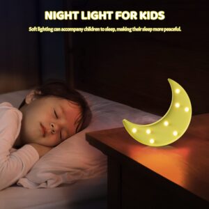 Ganrami Yellow Moon Decor Bedroom, Battery Powered Moon Night Light for Kids, Kids Room Decor, Baby Room Decor, Nursery Wall Decor, Kids Night Lights for Bedroom, Toddler Night Lights