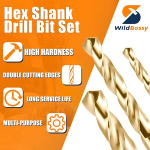 M35 Step Drill Bit Set 1/8"-7/8"(3 pcs), 1/4" Hex Shank HSS Four Spiral Flute Design, Impact Resistant - Perfect for DIYers and Professionals - Drill Through Metal, Stainless Steel, Wood