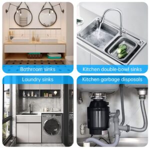 SAINT NIEVE Flexible Expandable P-Trap Kit for Double Kitchen Sink Drain - Fits 1 1/2" or 1 1/4" Pipes-Complete with Sealing Ring, Tape, and Tubing - Perfect for Kitchen, Bathroom, and Restroom Use